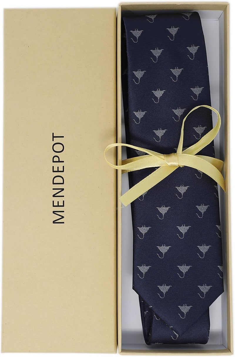 MENDEPOT Animal Pattern Necktie With Gift Box Sea Animal Pattern Tie Father's Day Birthday Gift Tie - Image 5